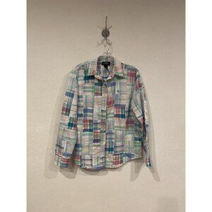 Lauren Ralph Lauren Shirt Womens Small Multicolor Patchwork Madras Plaid Button